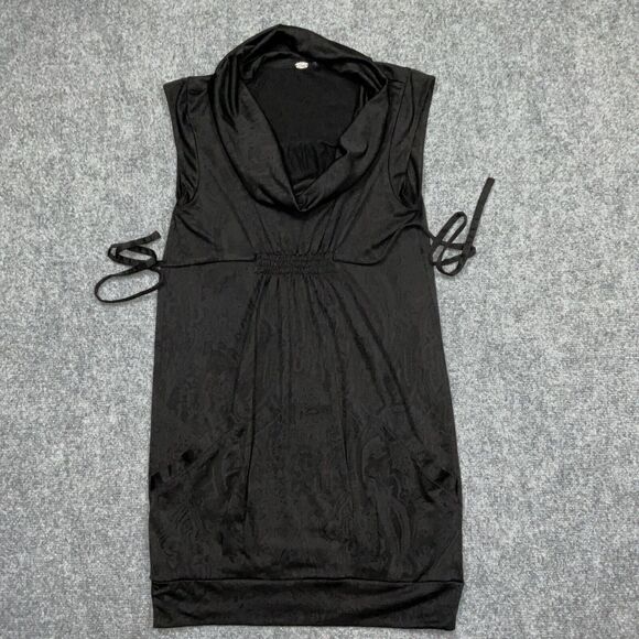 Guess Dress Womens Size Medium Black Cowl Neck Sleeveless Tie Waist Pockets - Picture 1 of 12